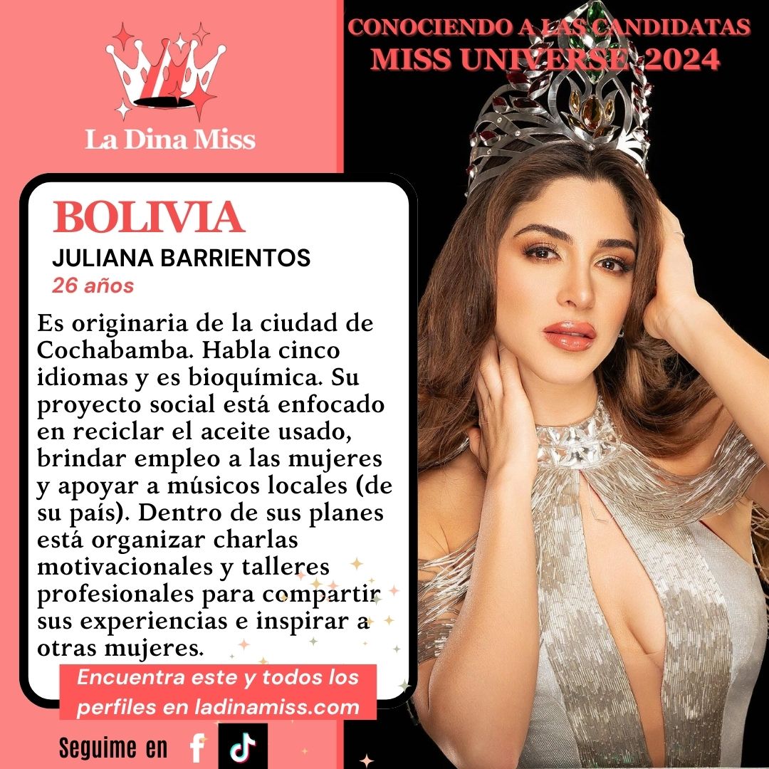 perfil, bolivia, proyecto social, experiencia, competencia internacional, miss universo, 2024